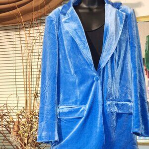 New york and company blue velvet blazer